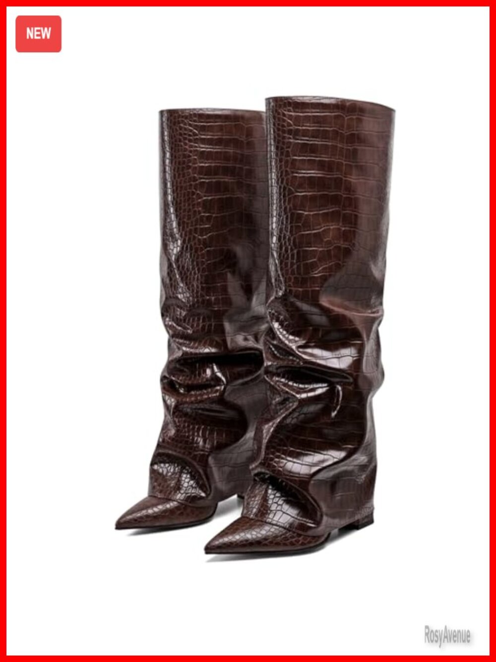 Wide Calf Fold Over Knee High Boots Chunky Block Heel Slip On Women's